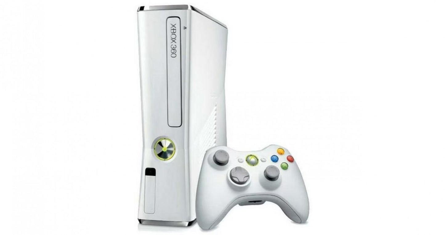 Retro Xbox 360 Slim 250GB console inspired design featuring sleek black Microsoft gaming system aesthetic seventh generation hardware compact matte finish redesigned cooling system disc drive storage focused home entertainment hub nostalgic HD era console presentation standing 