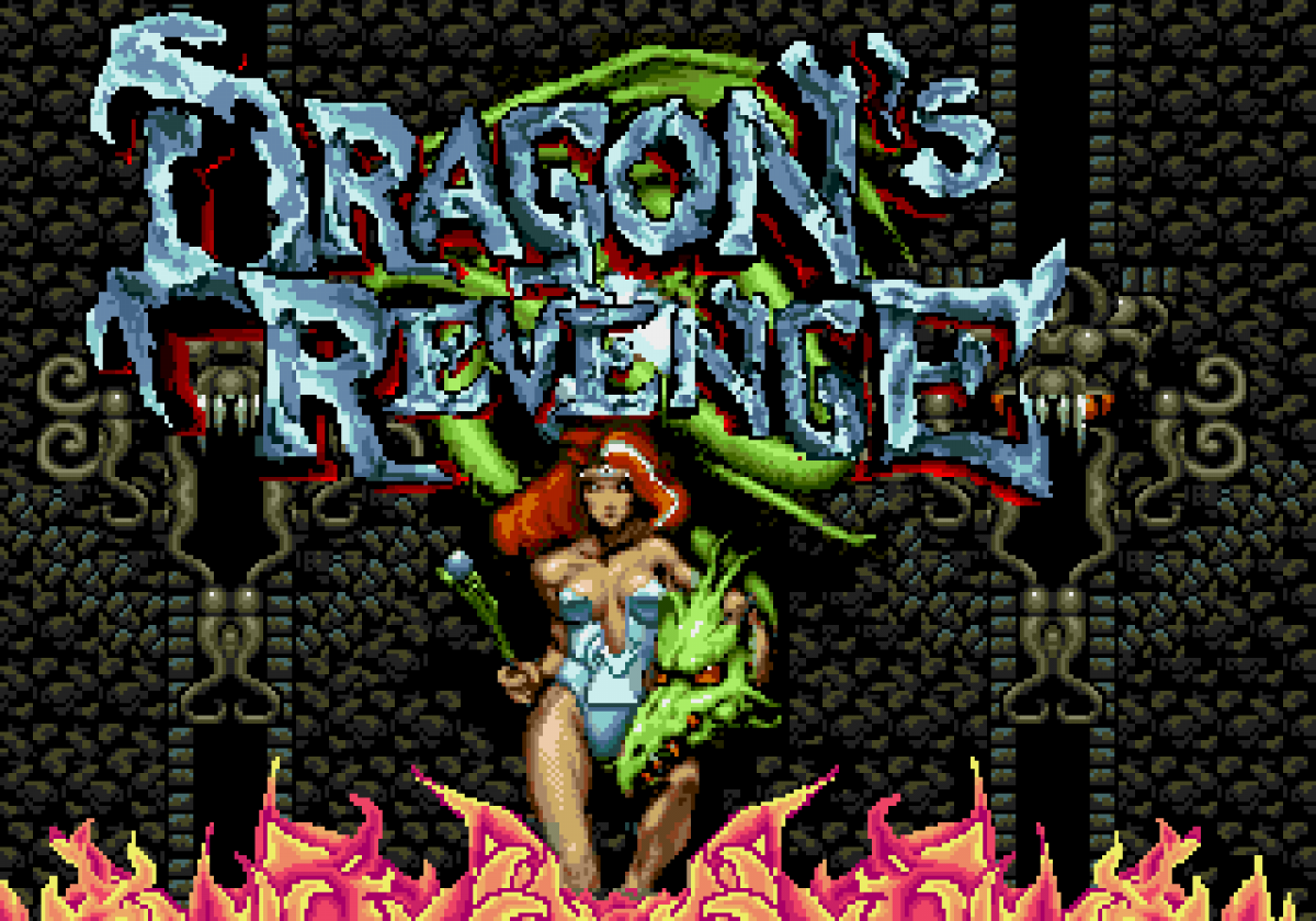 Dragons Revenge retro Sega Genesis video game featuring fantasy pinball gameplay, arcade style action, monster themed tables and classic Genesis entertainment - title screen 