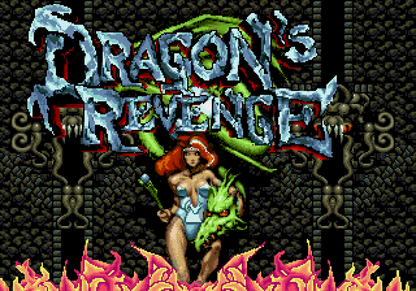 Dragons Revenge retro Sega Genesis video game featuring fantasy pinball gameplay, arcade style action, monster themed tables and classic Genesis entertainment - title screen 