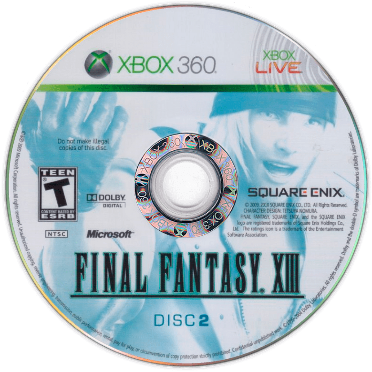 Final Fantasy XIII disc 2 for Xbox 360 (X360) role-playing video game