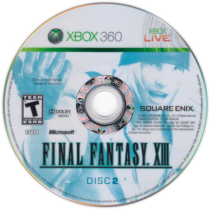 Final Fantasy XIII disc 2 for Xbox 360 (X360) role-playing video game