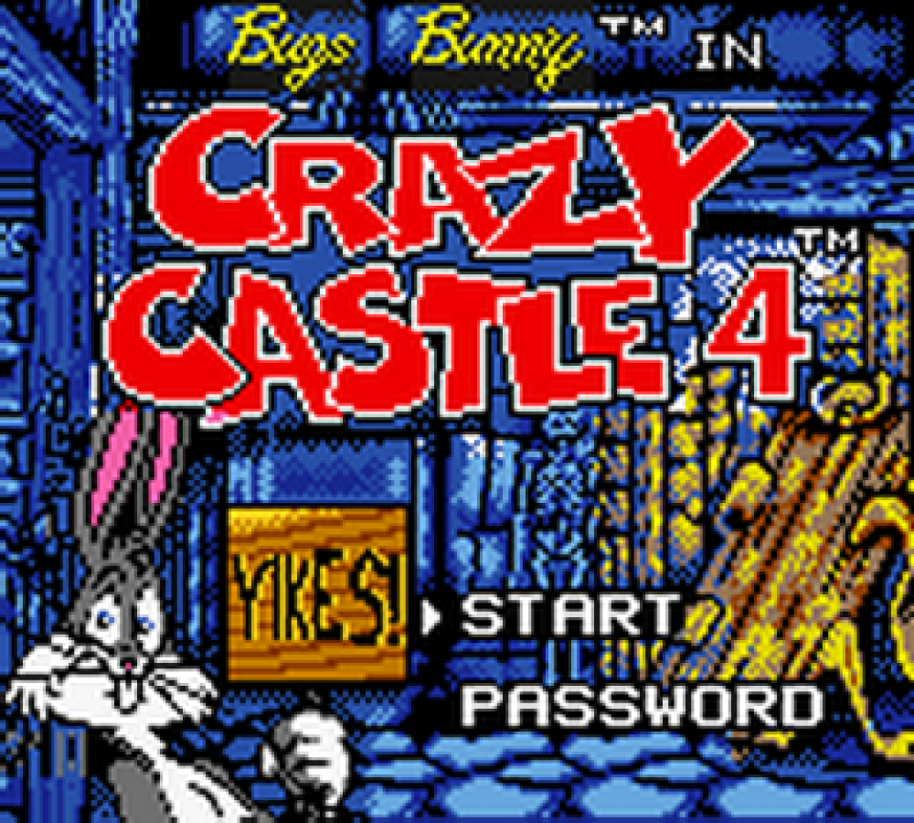 Bugs Bunny Crazy Castle 4 start menu for Game Boy Color GBC video game