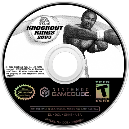 Knockout Kings 2003 GameCube boxing sports video game EA Sports boxing simulation professional fighters career mode championship bouts realistic punches training mode retro Nintendo GameCube game disc classic sports title boxing gameplay ring combat arcade simulation disc