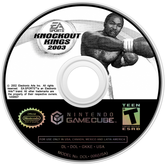 Knockout Kings 2003 GameCube boxing sports video game EA Sports boxing simulation professional fighters career mode championship bouts realistic punches training mode retro Nintendo GameCube game disc classic sports title boxing gameplay ring combat arcade simulation disc
