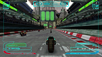 XGRA PS2 Sony PlayStation 2 futuristic racing game extreme G racing anti gravity bikes high speed racing sci fi tracks Acclaim Studios arcade racing combat racing weapons futuristic vehicles retro gaming PlayStation 2 software video game title gameplay