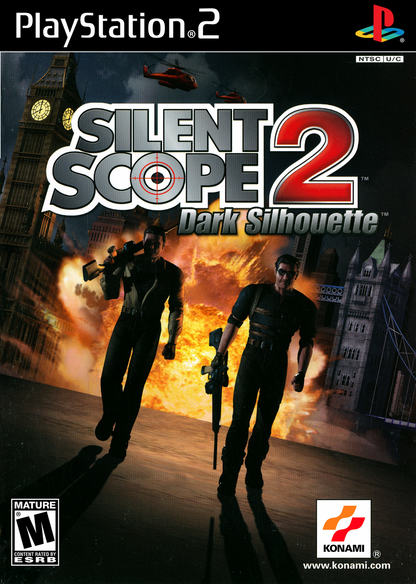 Silent Scope 2 Dark Silhouette arcade style sniper shooter video game featuring precision long range shooting cinematic missions realistic scope mechanics and intense tactical action experience cover art