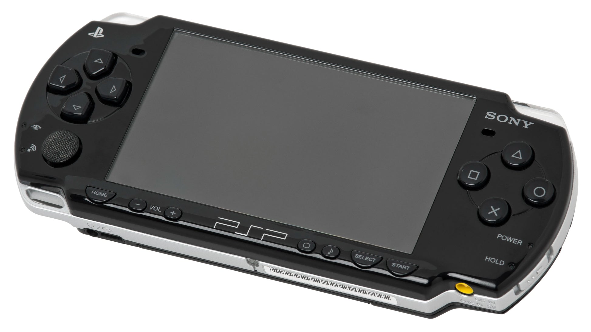 PSP 2000 console Sony PlayStation Portable Slim handheld gaming system PSP 2000 model slim lightweight design portable console UMD disc gaming WiFi multimedia device retro handheld gaming system Sony PSP hardware front tilt