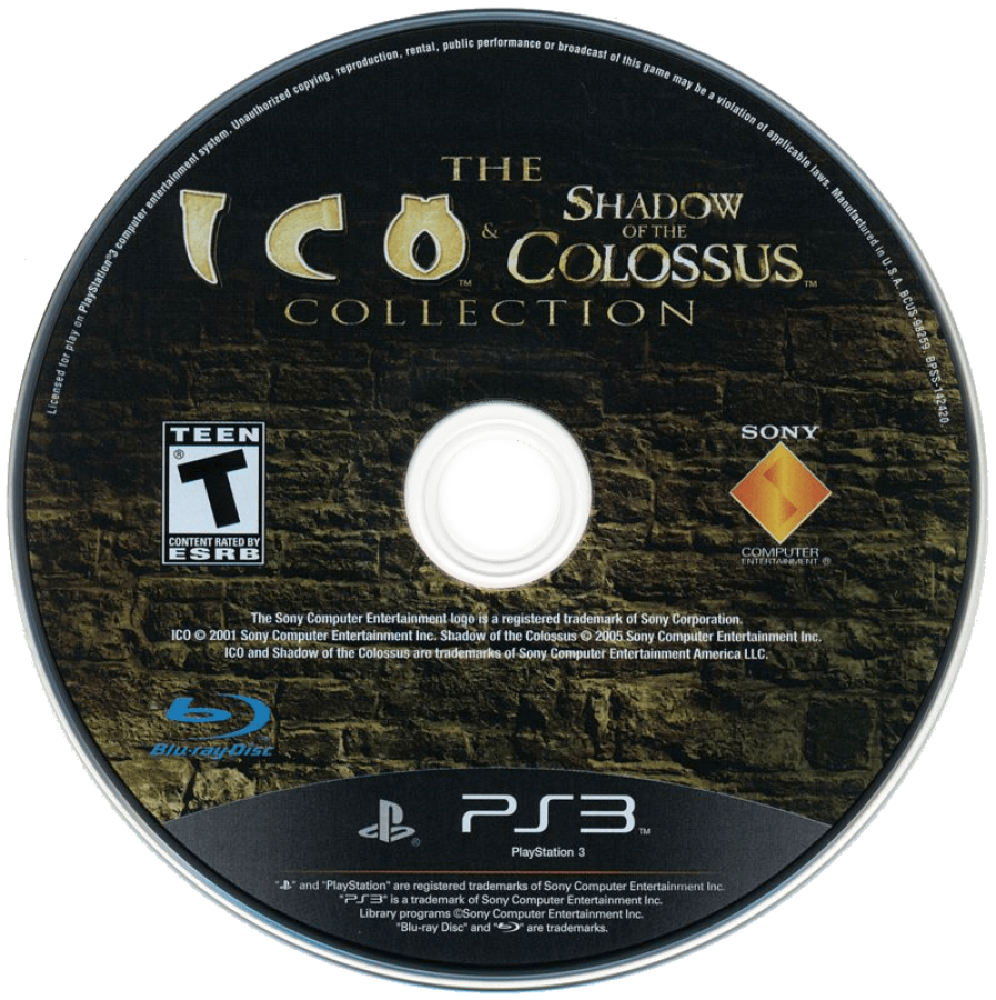 Ico and Shadow of the Colossus Collection disc for PlayStation 3 PS3 video game