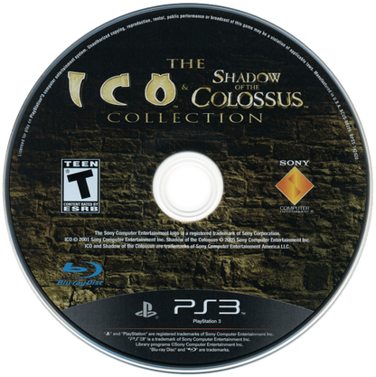 Ico and Shadow of the Colossus Collection disc for PlayStation 3 PS3 video game