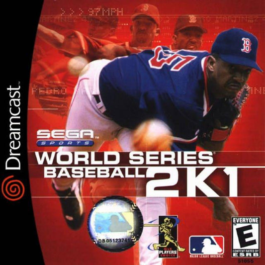 World Series Baseball 2K1 game for the Sega Dreamcast featuring baseball simulation gameplay with realistic MLB rosters franchise mode improved pitching and batting mechanics and presentation focused on authentic televised baseball action front cover 