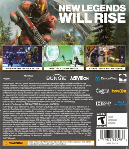 Destiny 2 – Xbox One (XONE) back of case for online multiplayer sci-fi first-person shooter with RPG elements