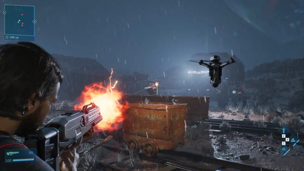 MindsEye for PlayStation 5 (PS5) at Gamers INC, featuring a high-octane, cinematic action-thriller set in a near-future world of corporate espionage, advanced robotics, and conspiracy-driven combat from the visionary creators of the "Everywhere" platform gameplay screenshot