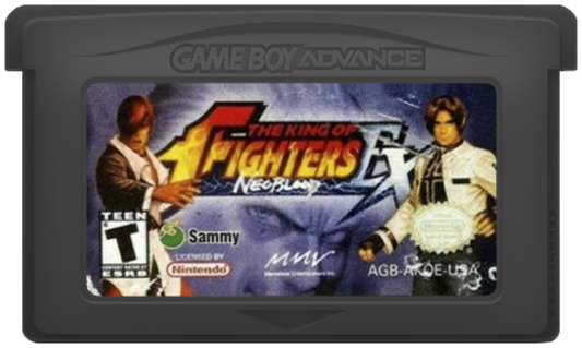 King of Fighters EX: Neo Blood [CIB] for Game Boy Advance (GBA) featuring classic SNK style 2D fighting with a roster of KOF favorites and fast tag team action; pull off special moves and combos in a portable complete in box showdown built for versus play cartridge