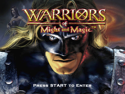 Warriors of Might and Magic – PlayStation 2 (PS2) video game title screen, action role-playing game.