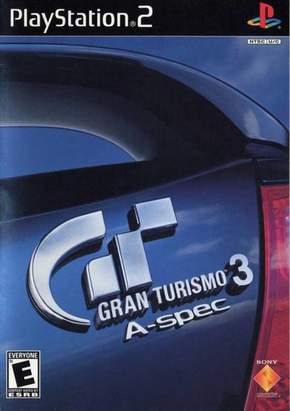 Gran Turismo 3 A Spec PS2 Sony PlayStation 2 racing simulation game car racing simulator driving realism motorsport Gran Turismo series Polyphony Digital classic racing game retro PlayStation 2 software driving game title cover art
