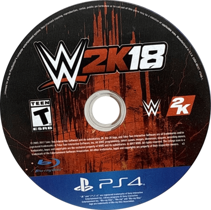 WWE 2K18 PS4 inspired design featuring modern pro wrestling simulation aesthetic realistic ring action superstar entrances championship matches sports entertainment spectacle roster showcase dynamic WWE gameplay presentation disc