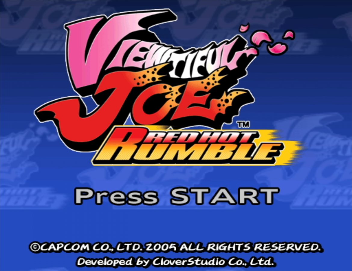 Viewtiful Joe: Red Hot Rumble start screen for Nintendo GameCube (GC) multiplayer fighting video game