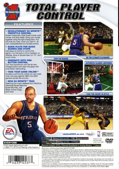 NBA Live 2003 – PlayStation 2 (PS2) basketball sports video game back of case