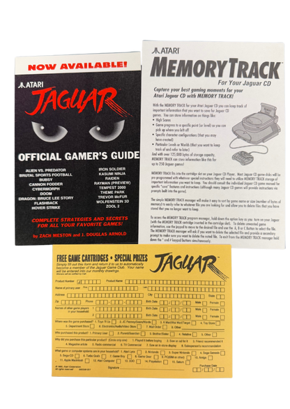 Memory Track Atari Jaguar CD for interactive adventure video game fans featuring futuristic storytelling exploration puzzle solving cinematic sequences branching gameplay science fiction environments and classic Atari Jaguar CD gaming collectible appeal manual and inserts