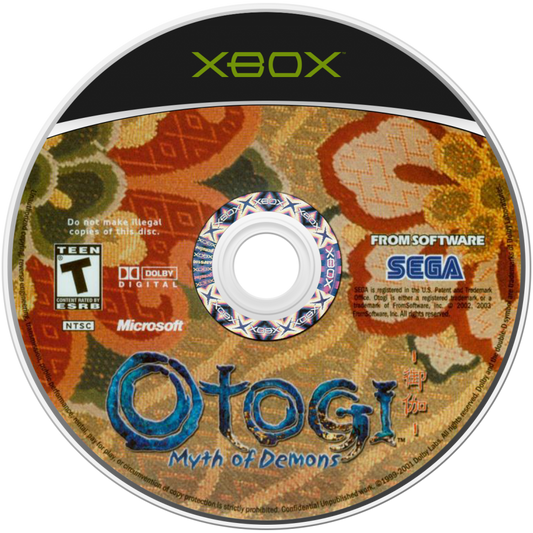 Otogi Myth of Demons Xbox action adventure video game featuring Raikou fast-paced sword combat supernatural enemies powerful attacks dark fantasy environments intense battles destructive gameplay and classic original Xbox gaming collectible retro gaming appeal game disc