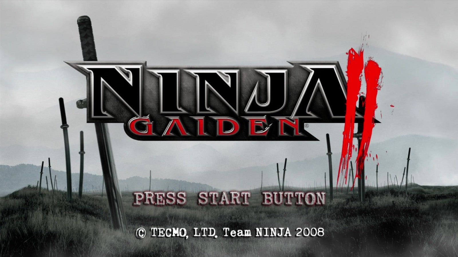 Ninja Gaiden II start screen for Xbox 360 (X360) hack-and-slash action-adventure video game