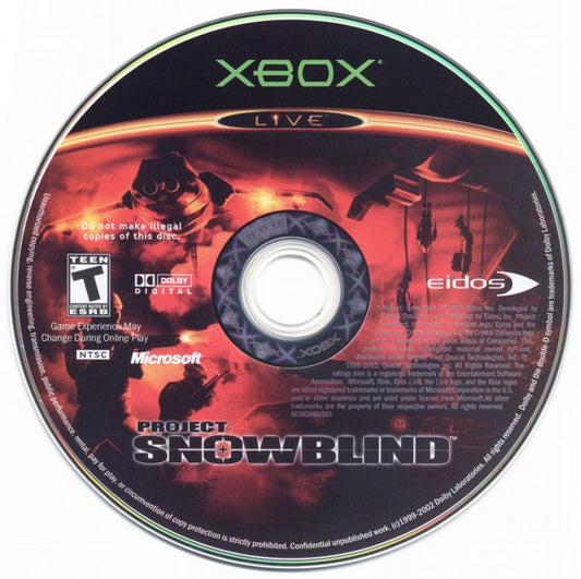 Project Snowblind disc for Xbox (XBOX) video game