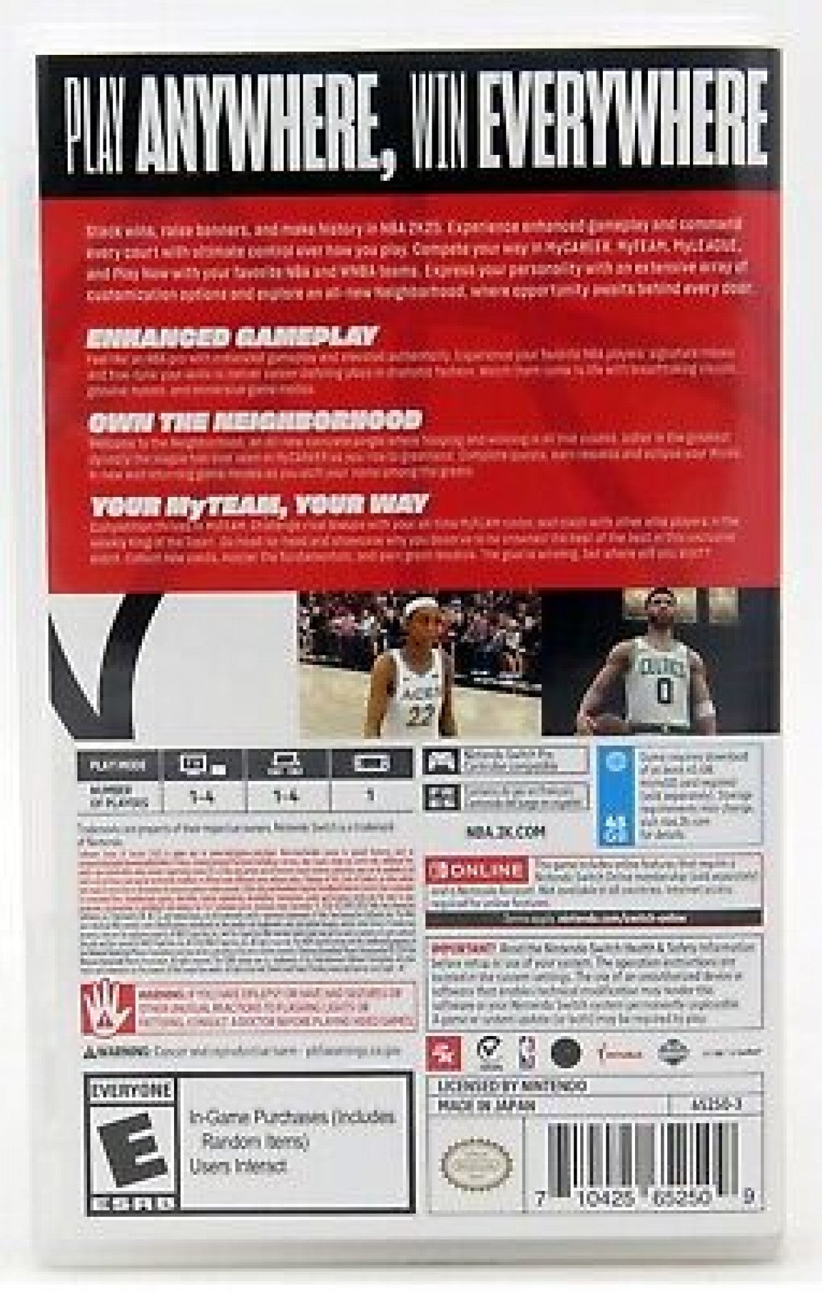 NBA 2K25 back cover art for Nintendo Switch (NS) basketball video game. 