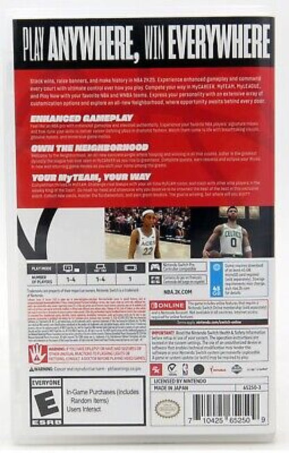 NBA 2K25 back cover art for Nintendo Switch (NS) basketball video game. 