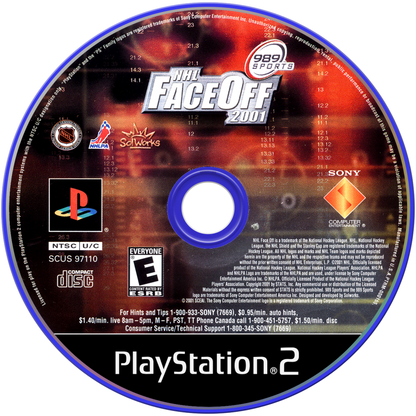 NHL FaceOff 2001 – PlayStation 2 (PS2) video game disc, ice hockey sports simulation game.