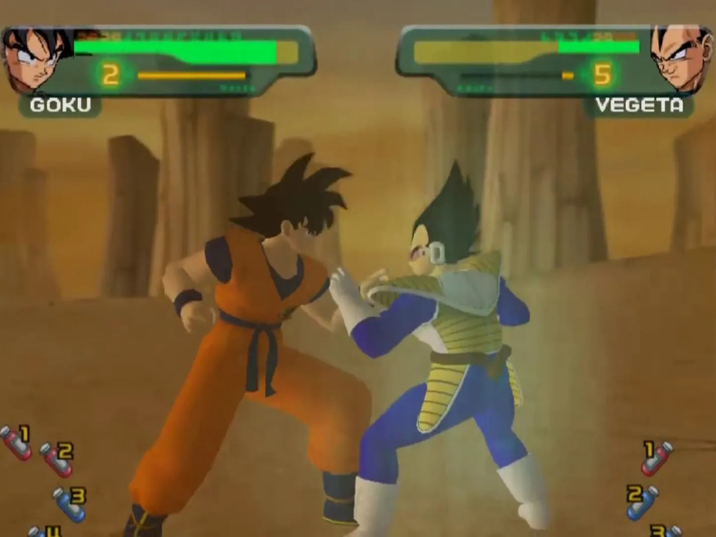 Dragon Ball Z Budokai PlayStation 2 PS2 video game, fighting action, anime-based combat, multiplayer battles, classic Dragon Ball Z title gameplay screenshot