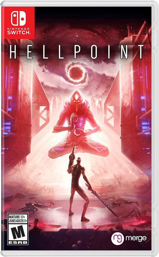 Hellpoint Nintendo Switch inspired design featuring dark sci fi action role playing adventure aesthetic mysterious space station exploration challenging melee combat cosmic horror atmosphere futuristic technology immersive character progression and survival gameplay presentation front cover 