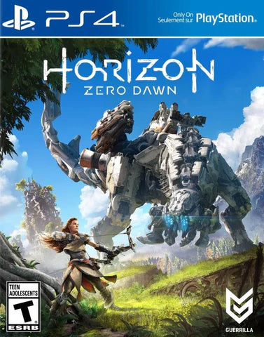 Horizon: Zero Dawn – PlayStation 4 (PS4) video game cover image, open-world action RPG exclusive to PS4 set in a lush, post-apocalyptic world