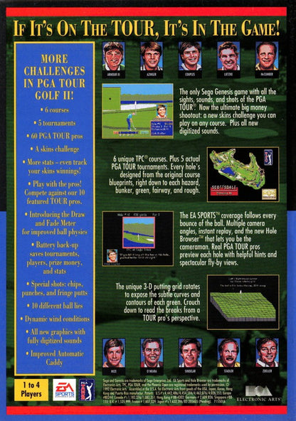 PGA Tour Golf II back cover art for Sega Genesis (GEN) video game