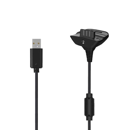 Black controller charging cable for Microsoft Xbox 360 gamepad power accessory charging cord