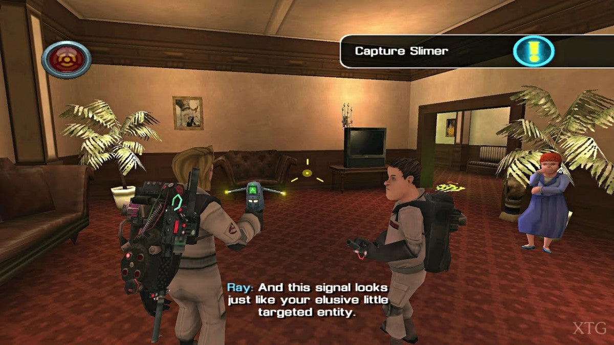 Ghostbusters: The Video Game for PlayStation 2 action adventure game featuring proton pack ghost hunting supernatural enemies campaign mode based on the Ghostbusters film franchise gameplay  