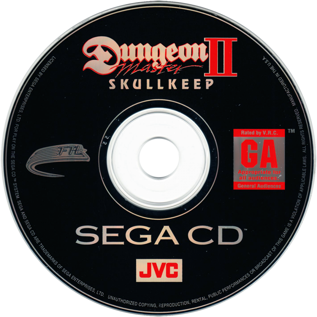 Dungeon Master II The Legend of Skullkeep Sega CD first person dungeon crawler RPG fantasy adventure real time combat puzzle solving exploration magic spells classic computer RPG style retro gaming Sega CD software video game title disc