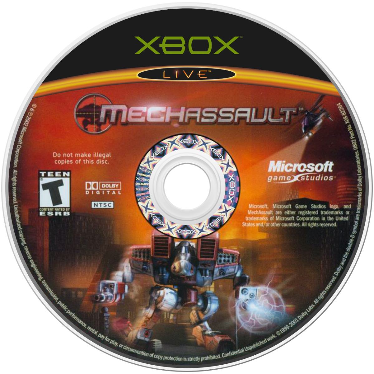 MechAssault for Xbox (XBOX) at Gamers INC, featuring the explosive third-person vehicular combat hit that puts you in the cockpit of a towering BattleMech to rain destruction across fully destructible environments; as a pilot of the legendary Wolf's Dragoons, utilize a devastating arsenal of lasers, missiles, and autocannons to topple buildings and crush the Word of Blake in this groundbreaking title that served as a premier showcase for the power of Xbox and early Xbox Live online warfare disc