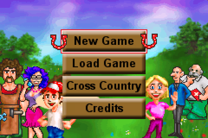 Let’s Ride Sunshine Stables for Game Boy Advance (GBA), game select for a retro video game featuring horse riding simulation gameplay, stable management, training challenges, and equestrian adventure activities