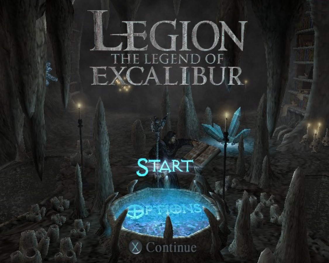 Legion: The Legend of Excalibur title screen for Playstation 2 (PS2) video game
