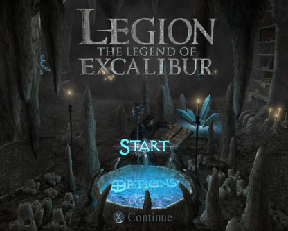 Legion: The Legend of Excalibur title screen for Playstation 2 (PS2) video game