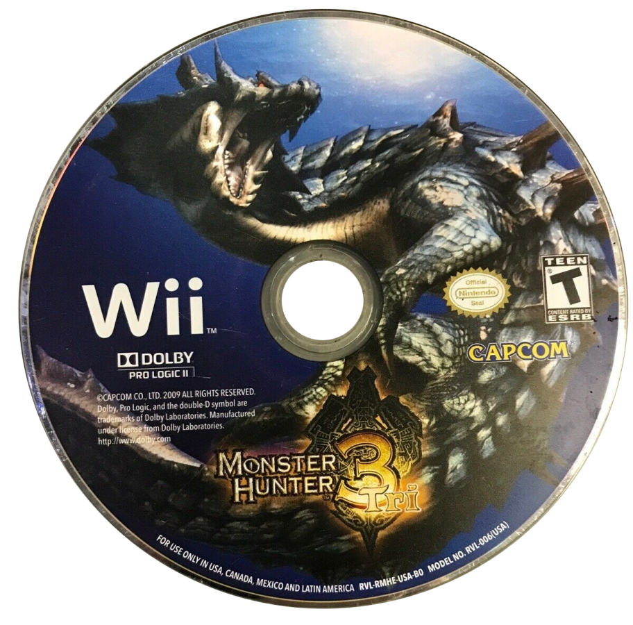 Monster Hunter Tri disc art for Nintendo Wii (Wii) video game