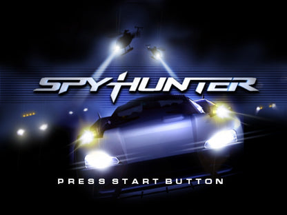 Spy Hunter – PlayStation 2 (PS2) video game title page, vehicular combat action.