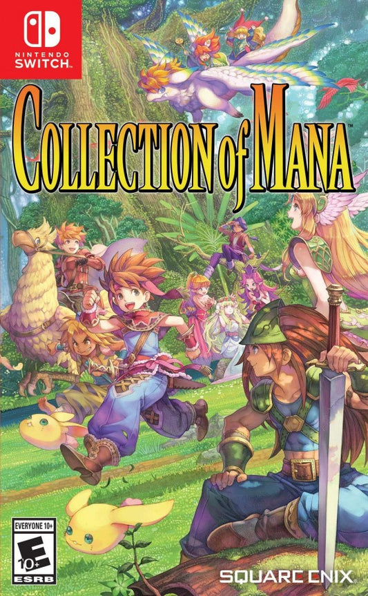 Collection of Mana Nintendo Switch game featuring classic action RPG adventures, real-time combat, and beloved remastered Mana series titles cover art