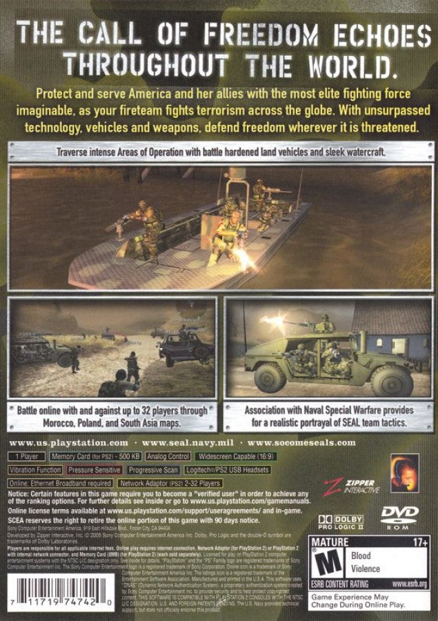 SOCOM 3: U.S. Navy Seals [Greatest Hits] – PlayStation 2 (PS2) video game back of case, tactical shooter game.