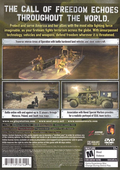 SOCOM 3: U.S. Navy Seals [Greatest Hits] – PlayStation 2 (PS2) video game back of case, tactical shooter game.