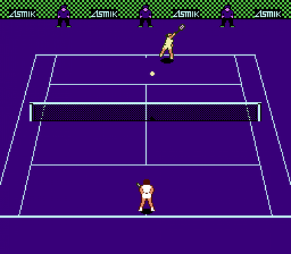 Top Players Tennis game for the Nintendo Entertainment System featuring arcade style tennis gameplay with singles and doubles matches simple controls and competitive court action across multiple characters and tournament style play gameplay 