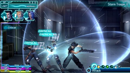 Final Fantasy VII: Crisis Core gameplay for PlayStation Portable (PSP) action RPG video game