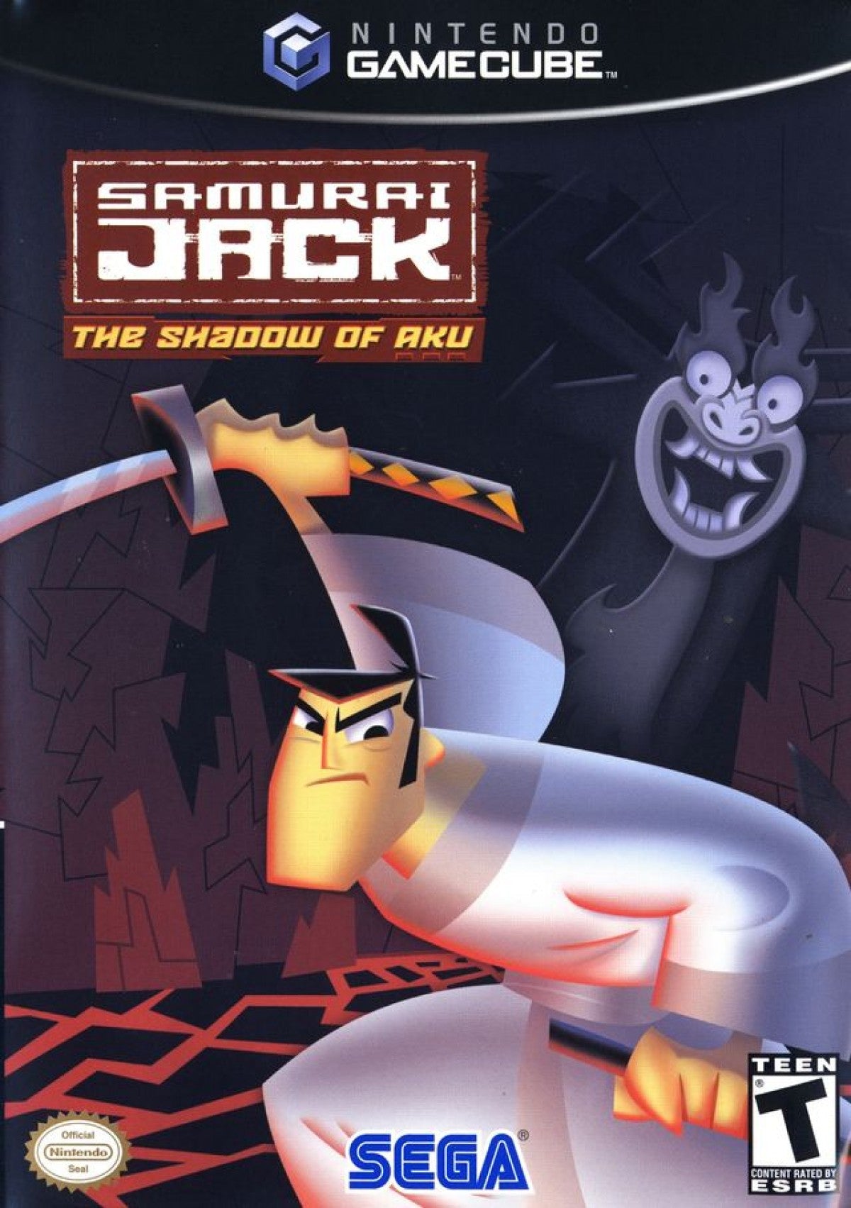 Samurai Jack The Shadow of Aku for GameCube featuring action adventure gameplay based on the animated series cover art