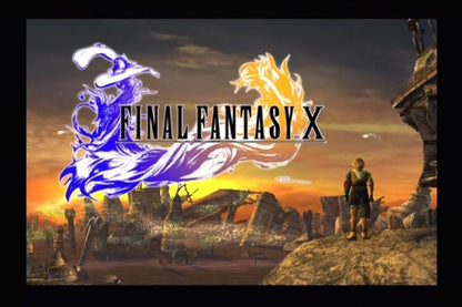 Final Fantasy X title screen for PlayStation 2 (PS2) fantasy role-playing adventure video game