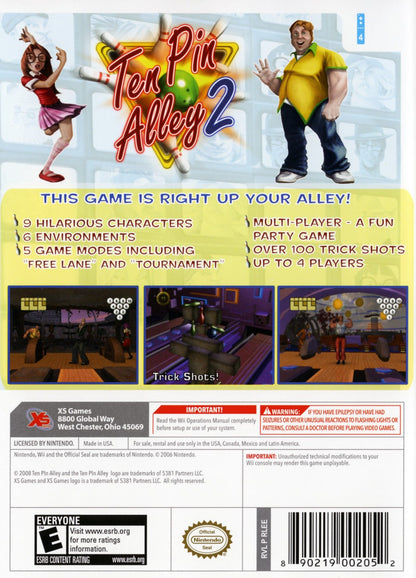 Ten Pin Alley 2 – Nintendo Wii (Wii) bowling sports simulation video game back of case